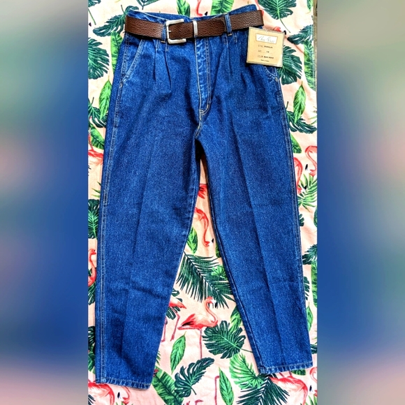 High Waist Blue Acid Wash Mom Jeans by Bill Blass main image 1